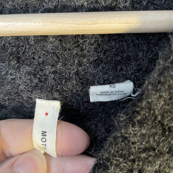 Anthropologie Moth Sweater Women Sz‎ XS Grey Off Shoulder Long Sleeve Wool Blend - Picture 3 of 7